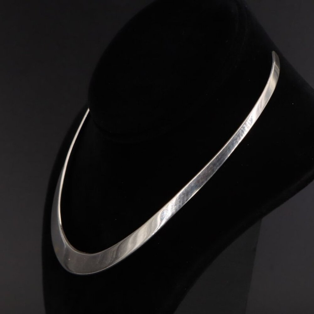 Solid Sterling Silver Modern Bold Statement Neckl… - image 1